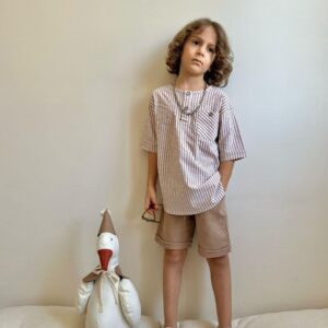 MİNİ BY ÇINAR KAHVE ÇİZGİLİ TAKIM